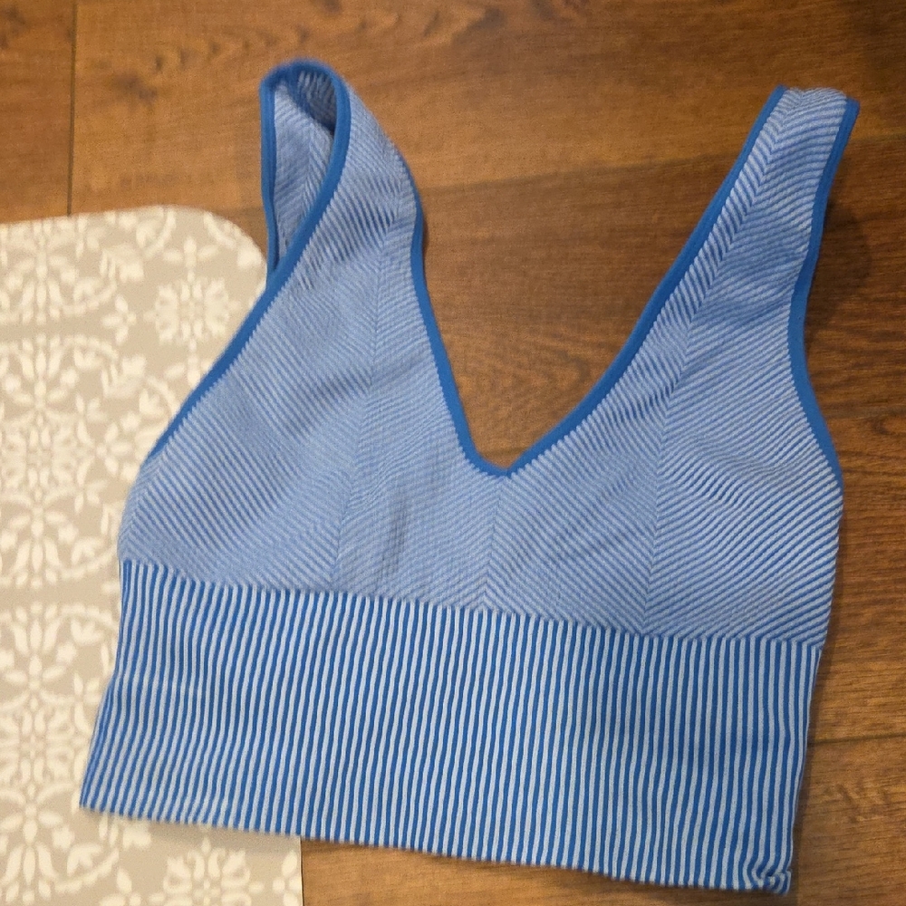 Cream Yoga Blue Striped Top